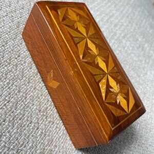 Soviet 1990s Box Wooden box Inlaid wood box History vintage Item Russian wood bo